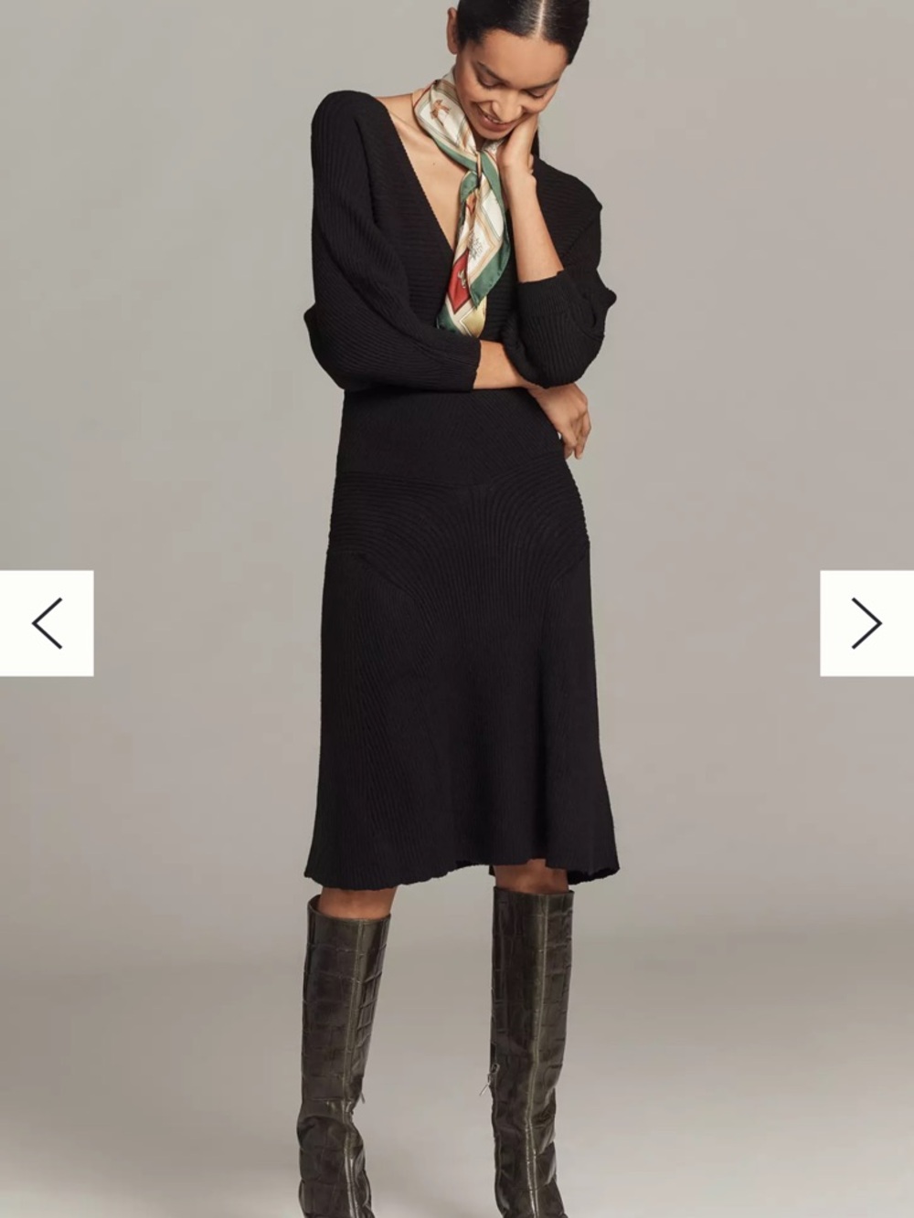 By Anthropologie Smocked-Waist Ribbed Sweater Dress